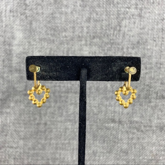 Vintage Heart Rhinestone Screw Back Earrings - Picture 4 of 6